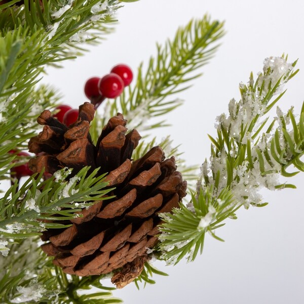 Elegant 22 inch Potted Pine Tree with Berries and Pinecones