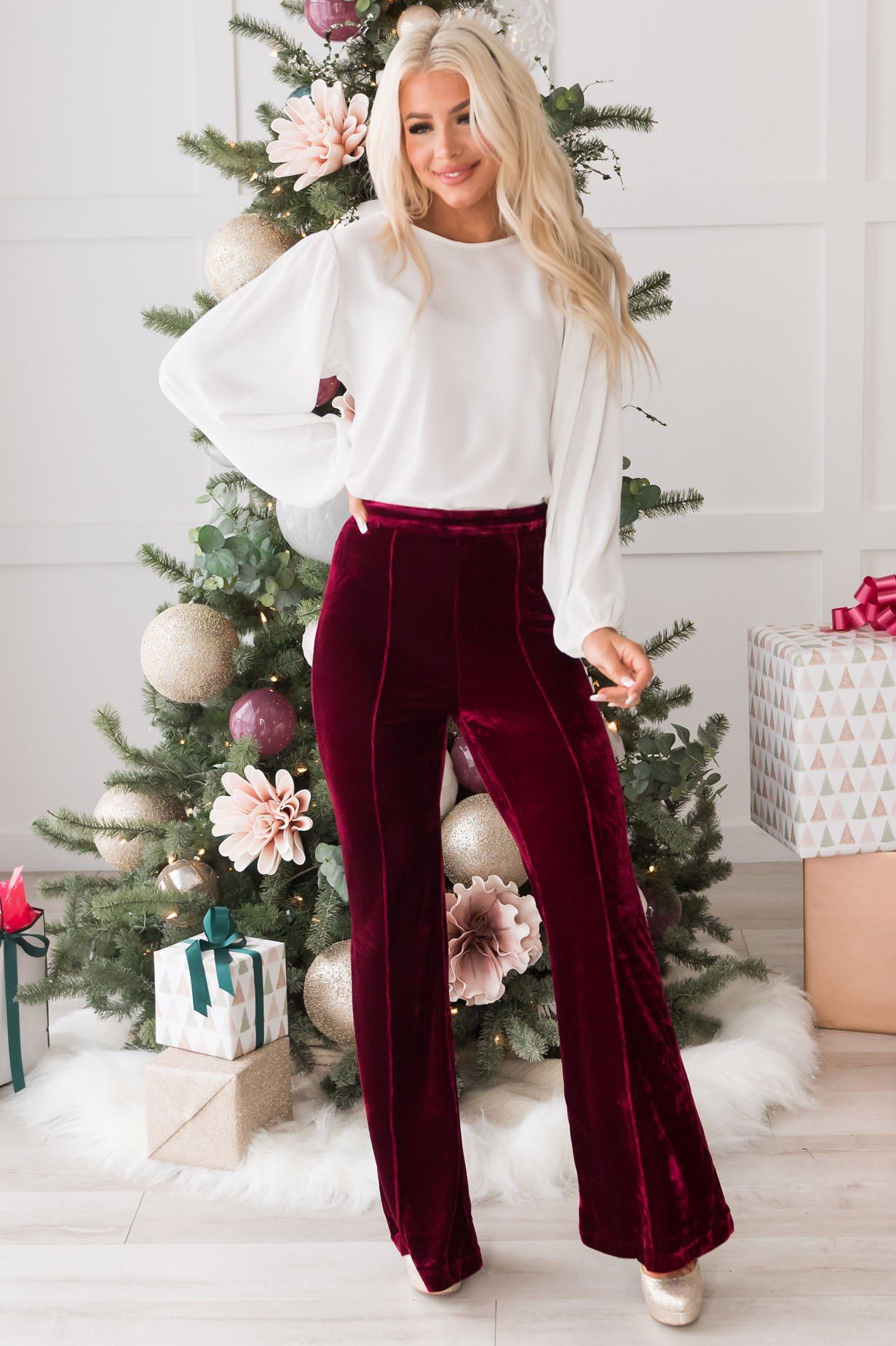 Cheerful Velvet Flare Pants