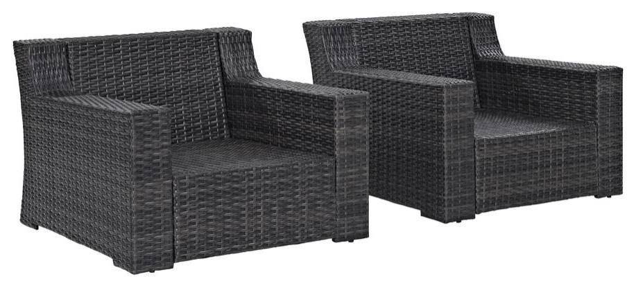 Beaufort 2Pc Outdoor Wicker Chair Set Mist/Brown   Tropical   Outdoor Lounge Chairs   by BisonOffice  Houzz