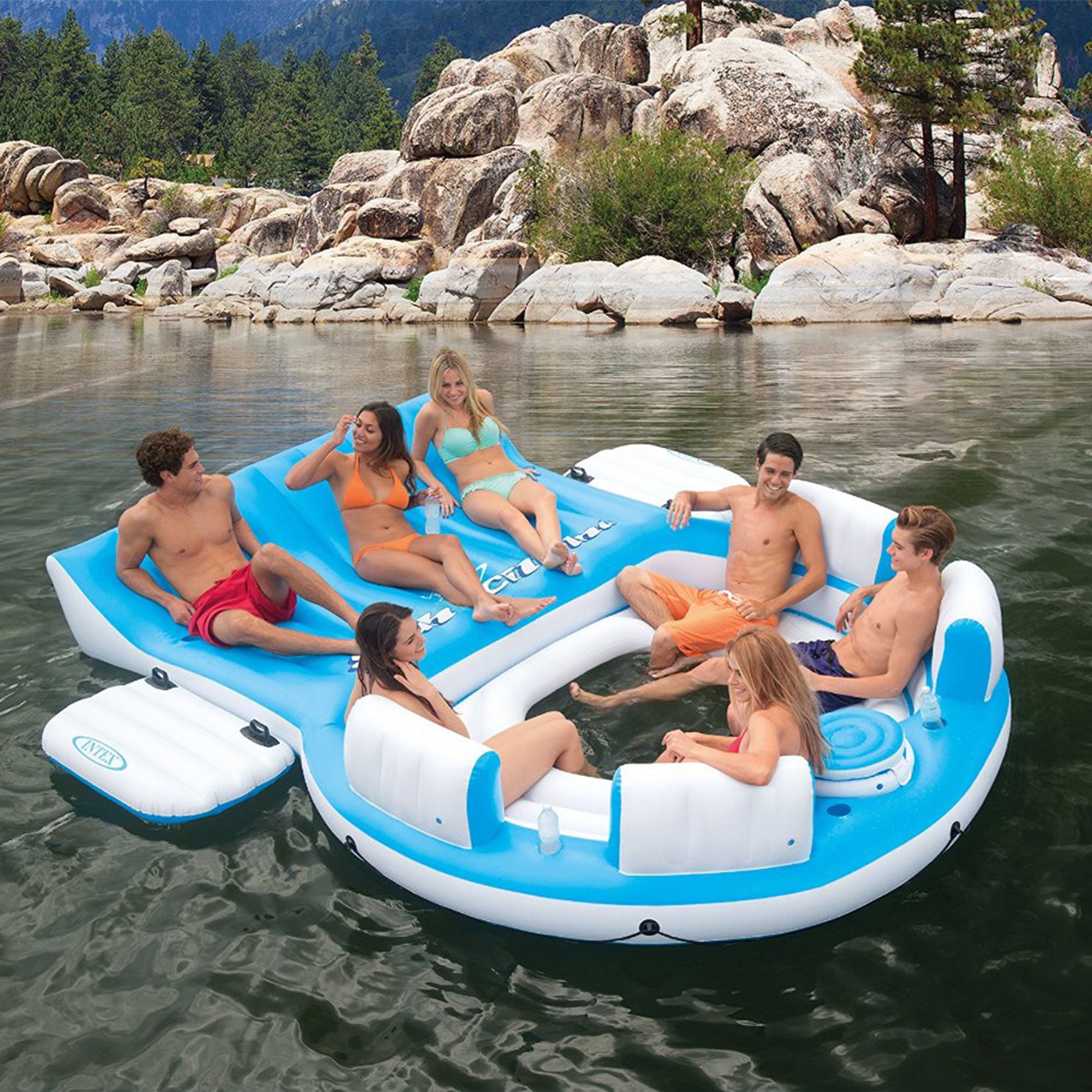 Intex 56299EP 7 Person Inflatable Splash N Chill Lake and Pool Lounger