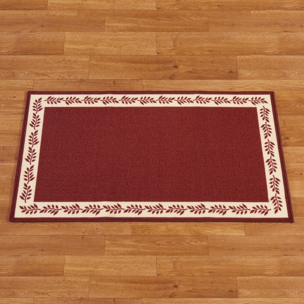 Collections Etc Leaf Border Accent Rug