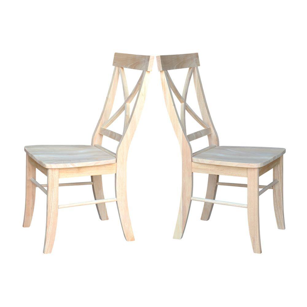 International Concepts Alexa Unfinished Wood X-Back Dining Chair (Set of 2) C-613P