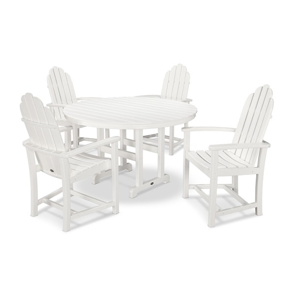 POLYWOOD Classic Adirondack 5Piece Round Farmhouse Dining Set