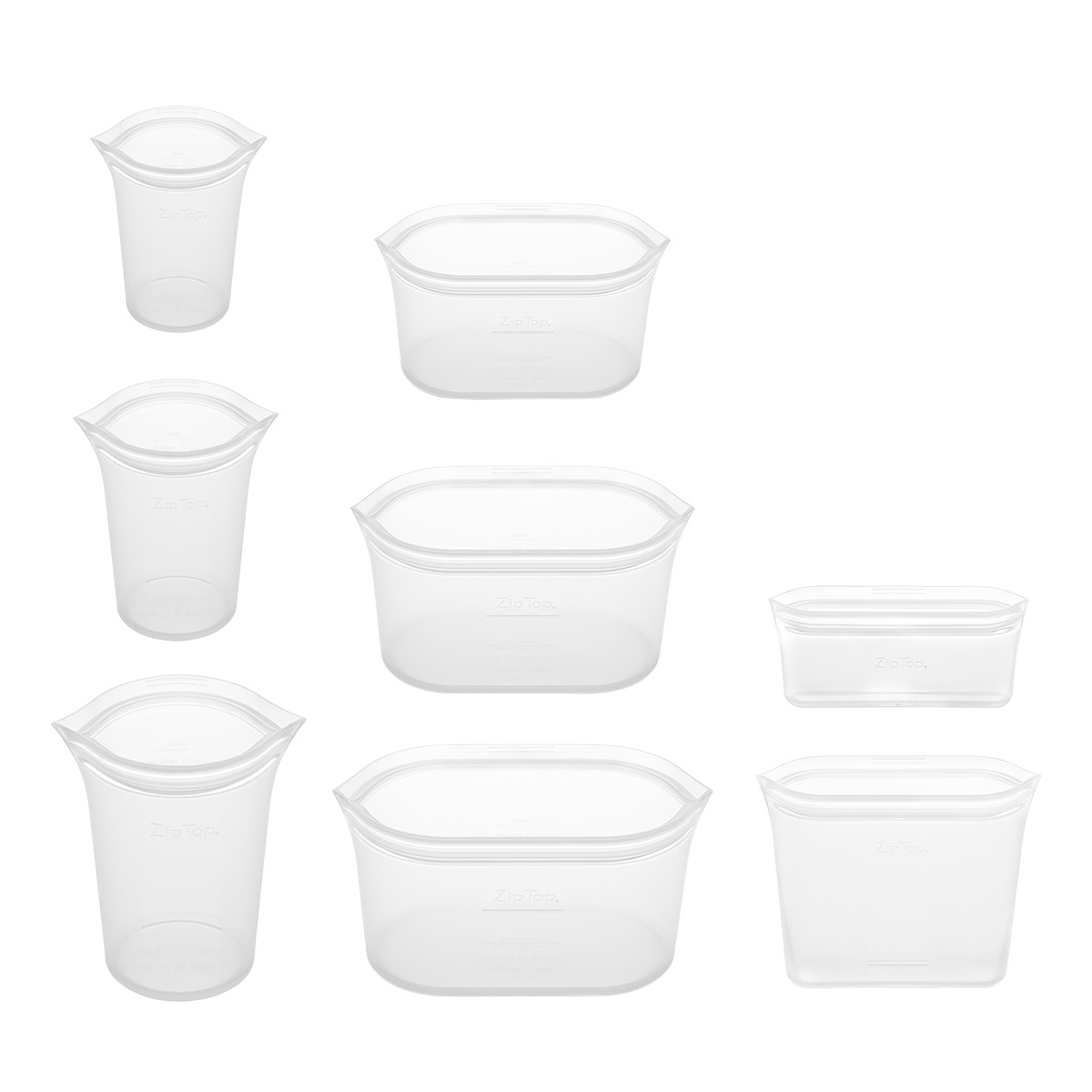 Zip Top Reusable Silicone Containers Full Set of 8