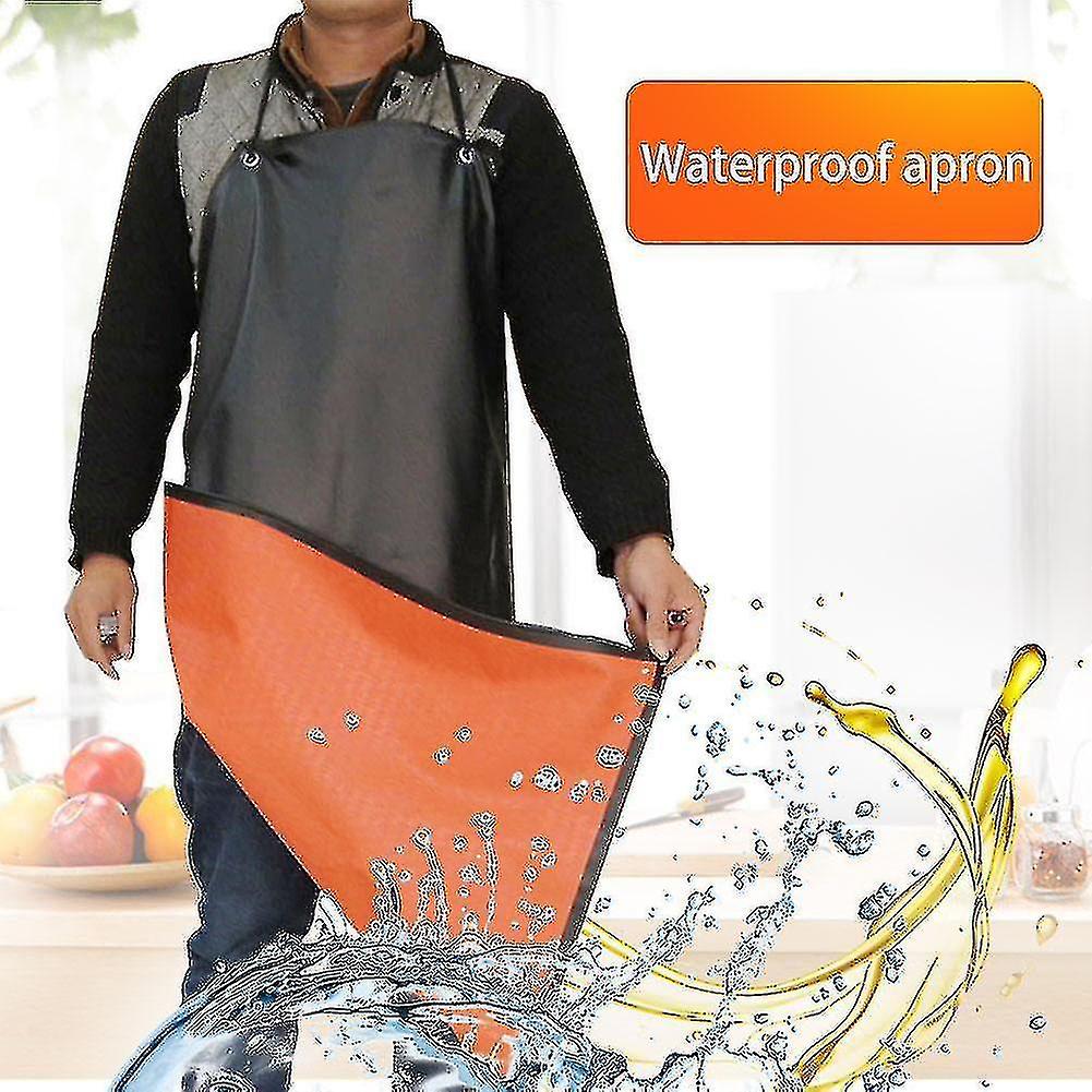 Waterproof Anti-oil Leather Apron Chef Apron Thickening Long Acid And Alkali Antifouling Oilproof Re