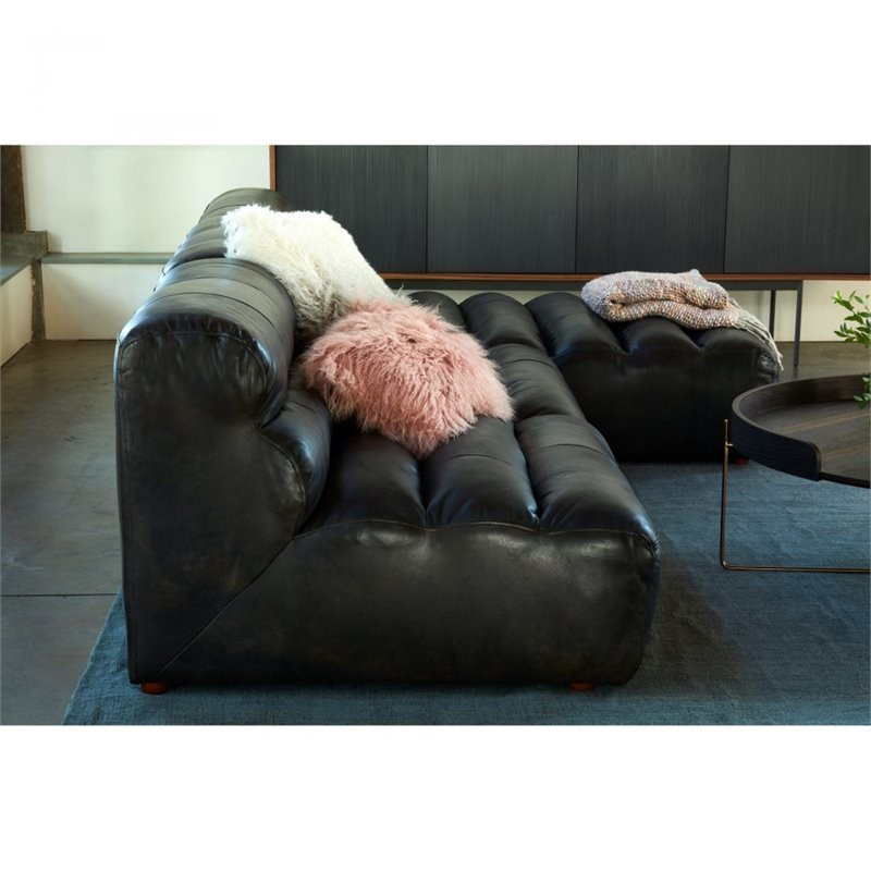 Ramsay Leather Chaise Antique Black   Contemporary   Indoor Chaise Lounge Chairs   by Homesquare  Houzz