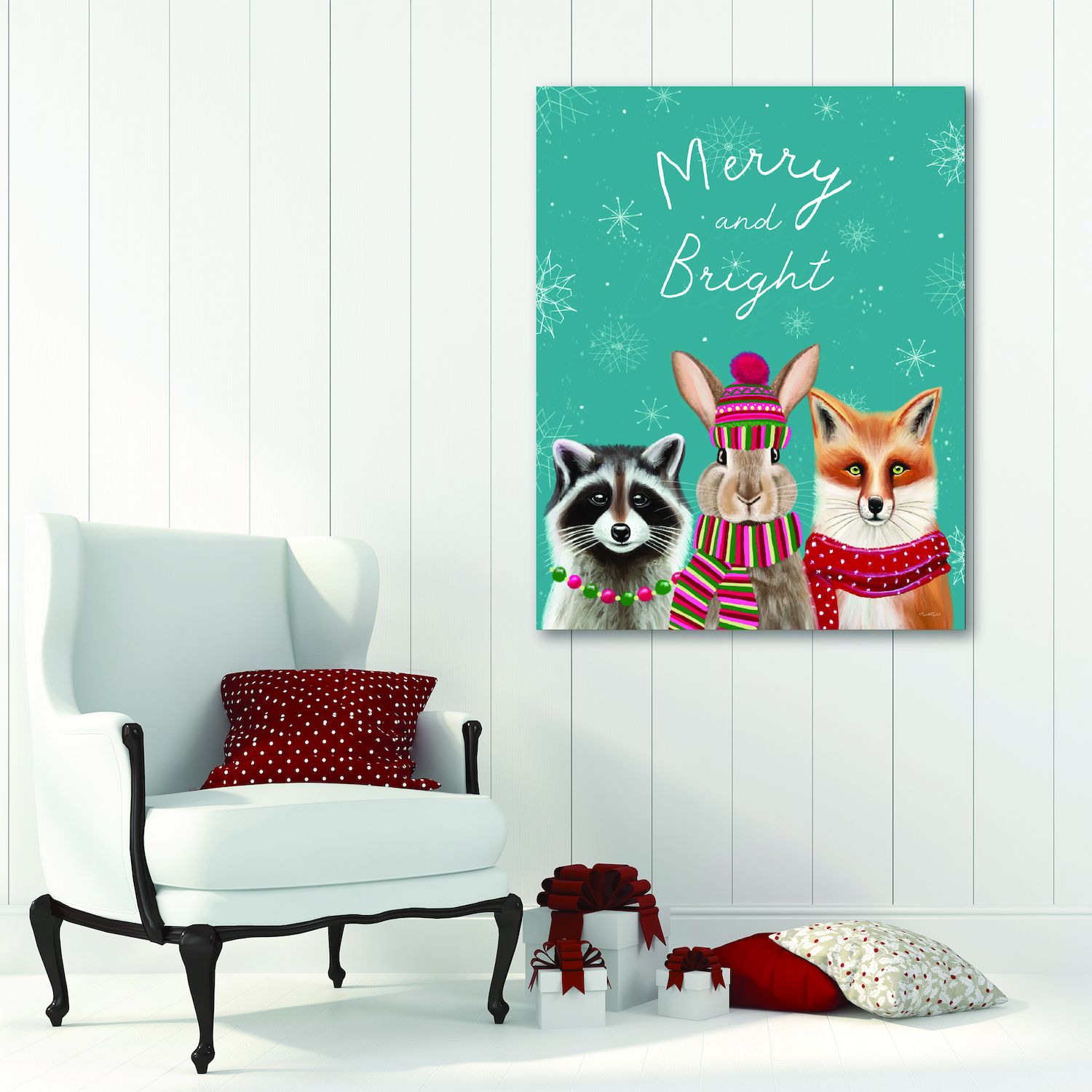 COURTSIDE MARKET Woodland Friends Turquoise III Canvas Wall Art