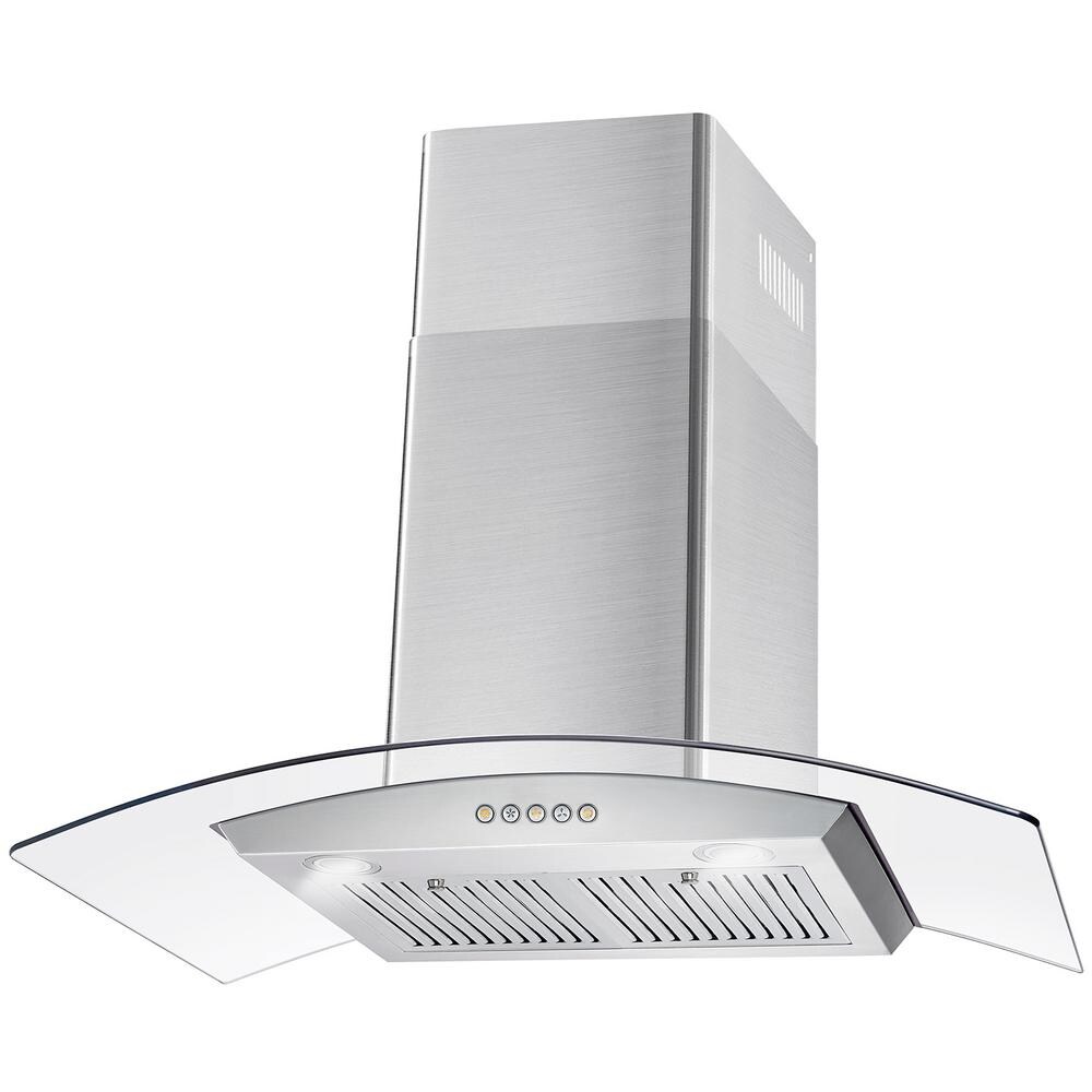 Cosmo 36 in. Ductless Wall Mount Range Hood in Stainless Steel with Push Button Control  LED Lighting   36 in.