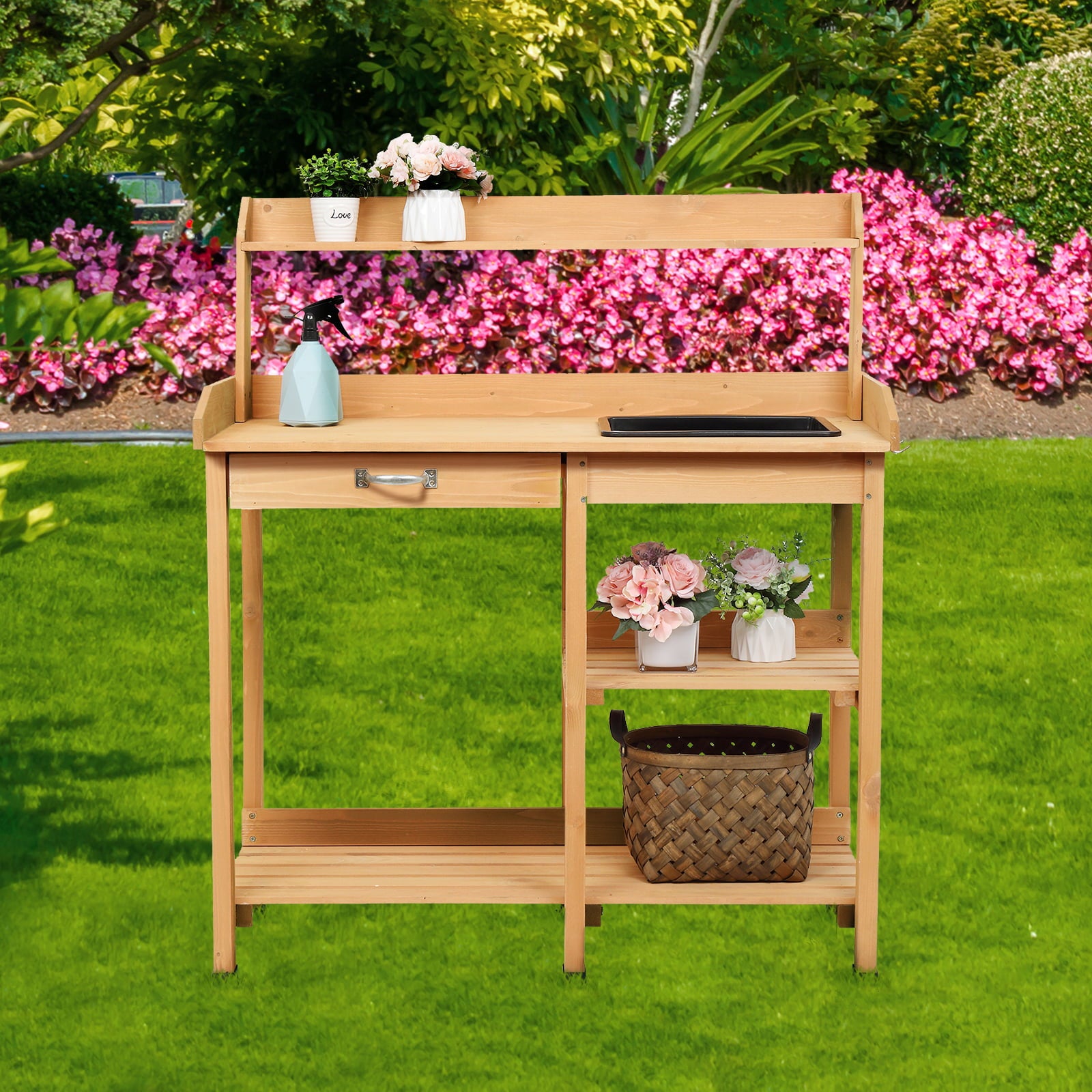 Winado Garden Workbench With Drawers And Sink Drawer Storage