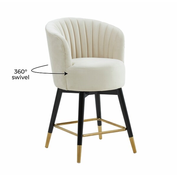 Liana Cream Velvet Swivel Stool by Inspire Me! Home Decor