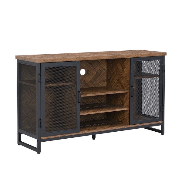 Wine Bar Cabinet for Liquor and Glasses， TV Stand and Media Entertainment Center Console Table