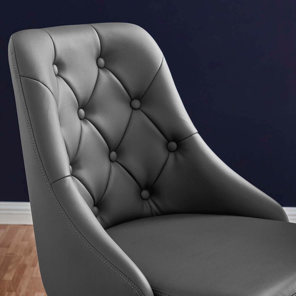 Distinct Tufted Swivel Vegan Leather Office Chair