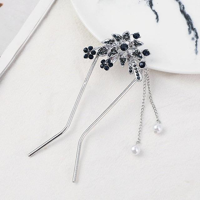 Rhinestones metal hair sticks tassel hair combs for women