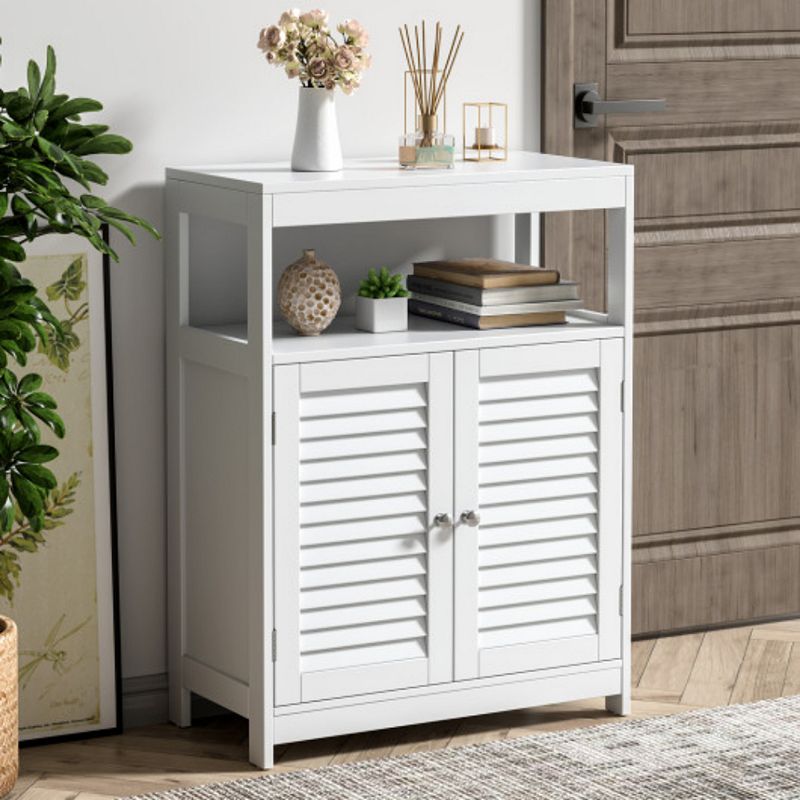 Freestanding Bathroom Floor Cabinet with Double Shutter Doors