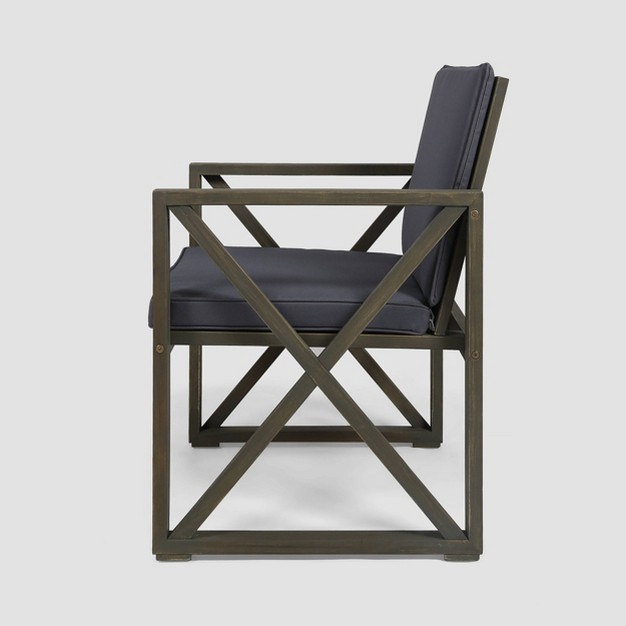 Andora 4pk Acacia Wood Club Chairs Gray dark Gray Christopher Knight Home