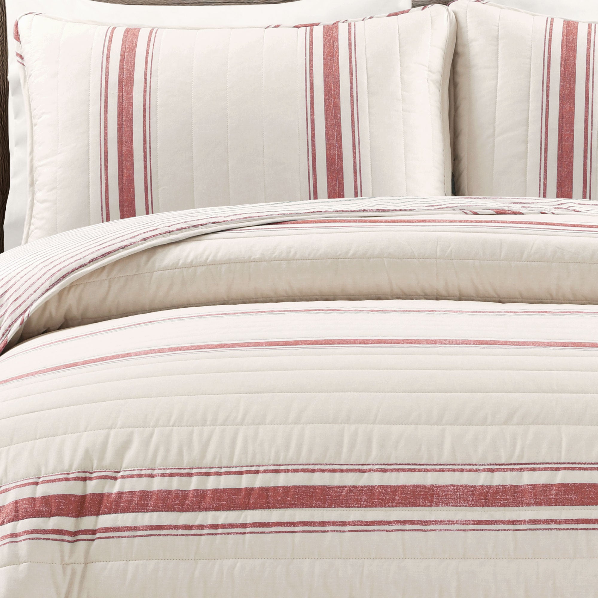 Farmhouse Stripe Reversible Cotton Quilt Set