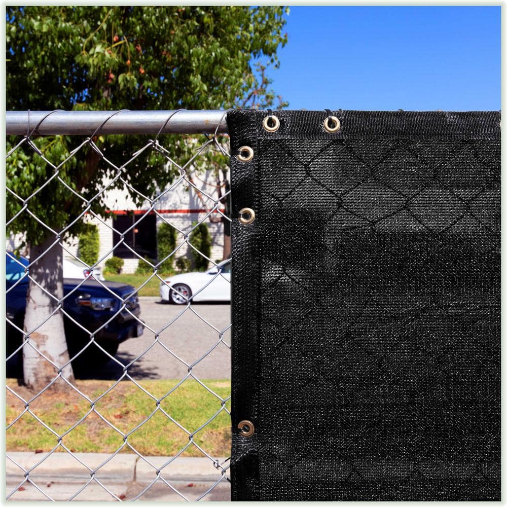 COLOURTREE 3 ft. x 8 ft. Black Privacy Fence Screen HDPE Mesh Screen with Reinforced Grommets for Garden Fence (Custom Size) 3x8fs-2