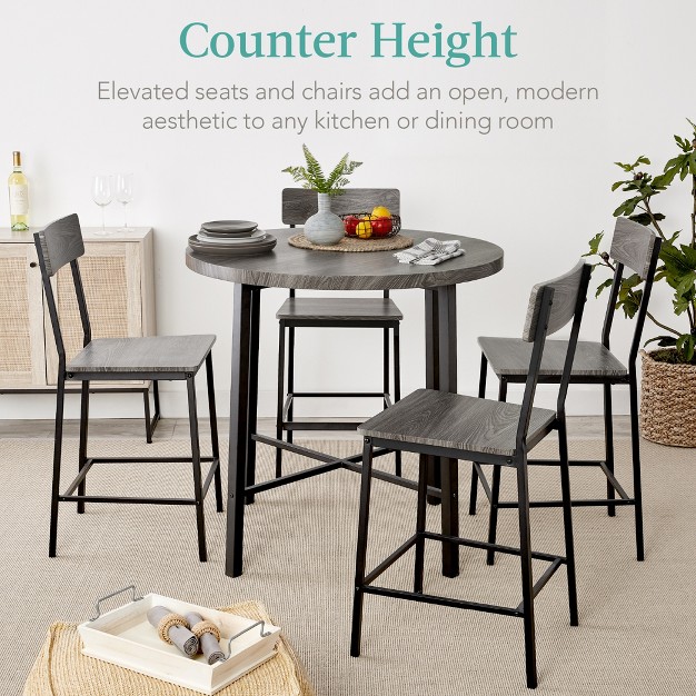 Best Choice Products 5 piece Modern Round Counter Height Dining Set W 4 Chairs 1 5in Thick Table