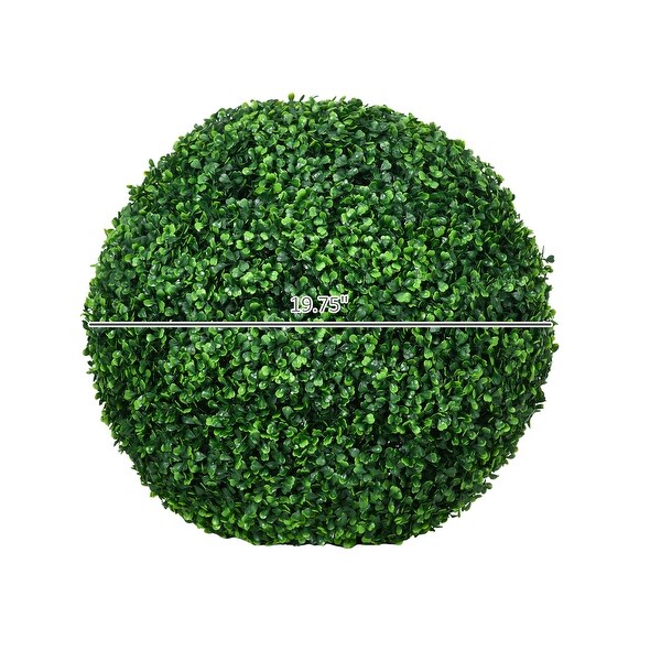 HOMCOM Set of 2 19.75 Inch Artificial Ball Boxwood Topiary Trees Balls，Indoor Outdoor Fake Plants for Home