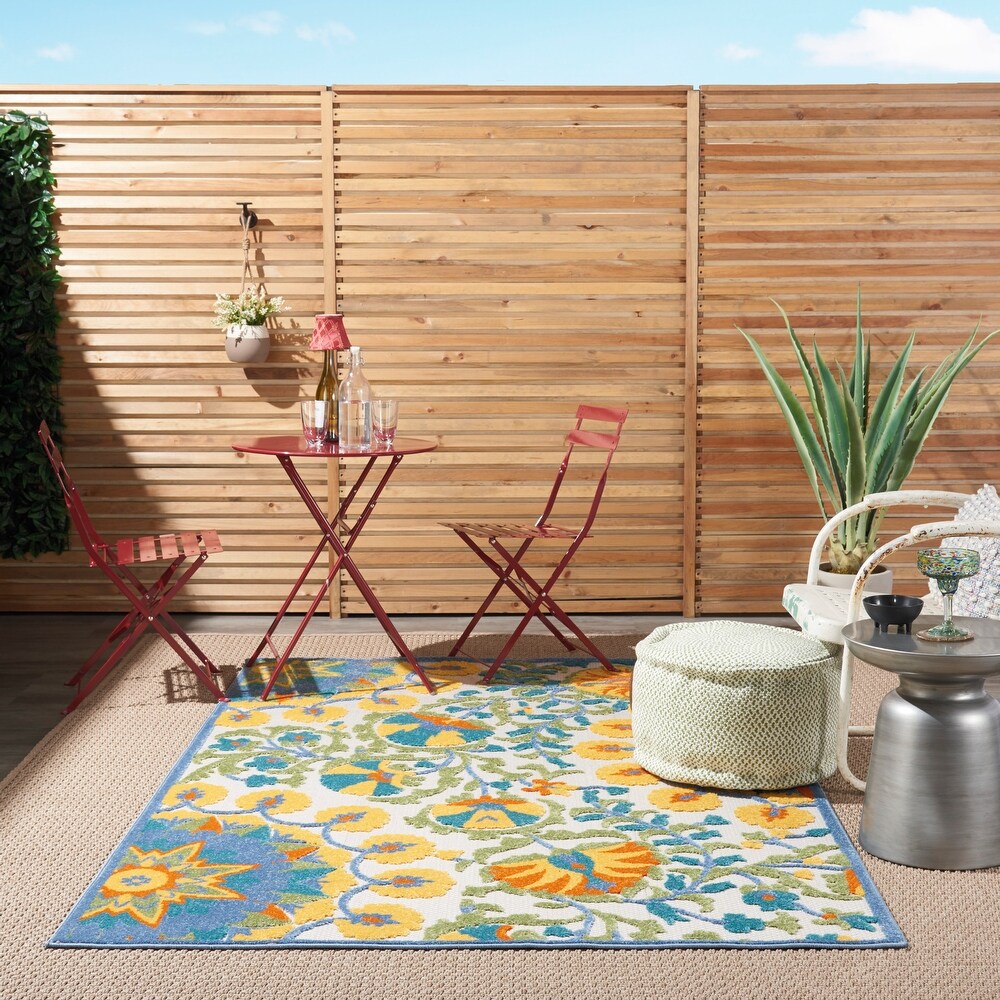 Nourison Aloha Modern Floral Vibrant Multicolored Indoor/Outdoor Area Rug