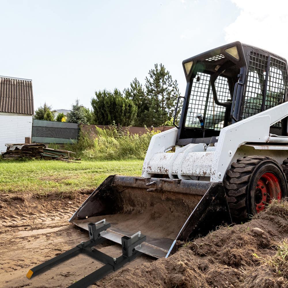 Karl home 1500 lbs 43 in ClampOn Pallet Forks Skid Steer Loader Bucket with Adjustable Stabilizer Ba