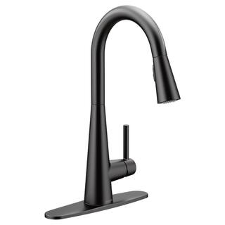 MOEN Sleek Single-Handle Pull-Down Sprayer Kitchen Faucet with Reflex and Power Clean in Matte Black 7864BL