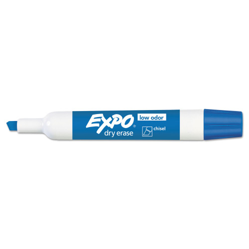 EXPO Low-Odor Dry-Erase Marker， Broad Chisel Tip， Blue， Dozen (80003)