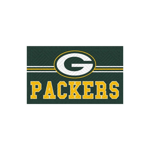 Evergreen Nfl Green Bay Packers Embossed Mat Cross Hatch Indoor And Outdoor Doormat