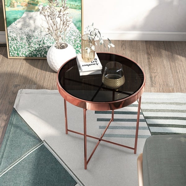 Furniture of America Bola Contemporary Gold 16-inch Metal Round Side Table