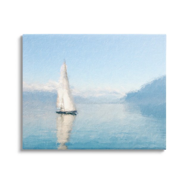 Stupell Industries Blue Ocean Sailboat Sea Reflection Canvas Wall Art