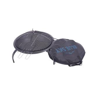 BLUE SKY OUTDOOR LIVING 21.25 in. Round Steel Portable Wood Fire Pit with Folding Legs Carry Bag Screen Screen Lift Log Grate Cooking Grid WBPFP22