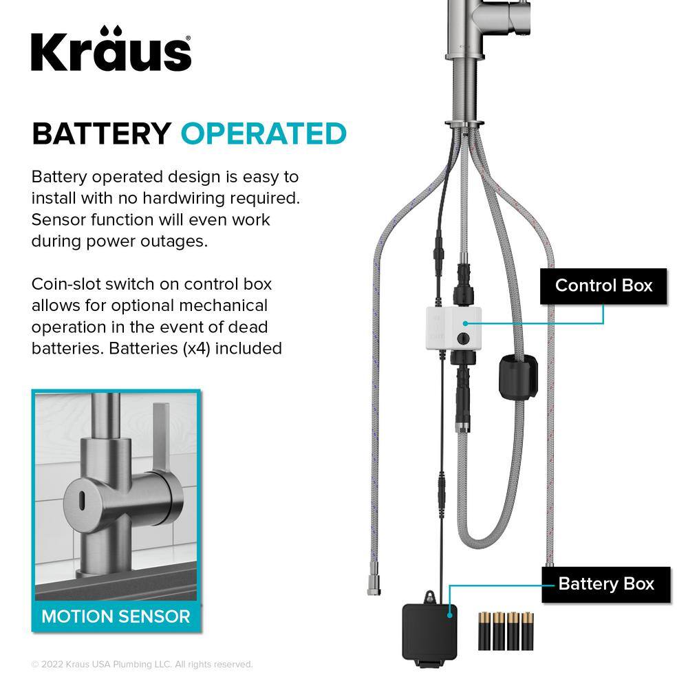 KRAUS Britt Touchless Sensor Commercial Pull-Down Single Handle Kitchen Faucet in Matte Black KSF-1691MB