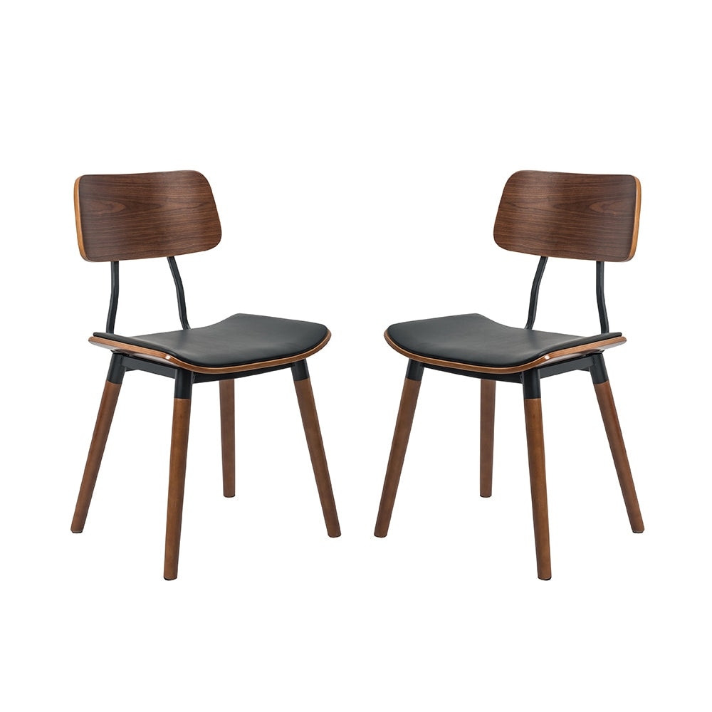 Bentwood Modern Dining Chair with PU leather seat and Wooden legs  Set of 2/4   N/A