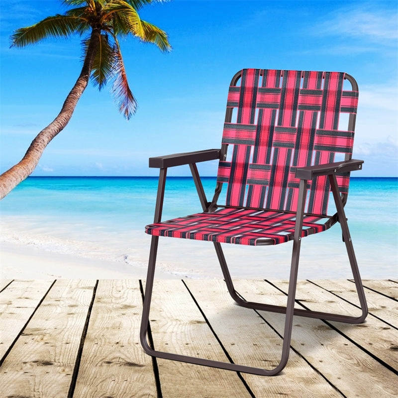 6-Pack Folding Beach Chairs, Fade Resistant Webbing Design, Portable Camping Chair, Foldable Patio Chair, Outdoor Lawn Chair