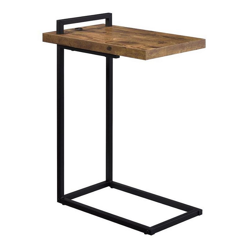 Side Table with Plugin and Cantilever Base， Brown