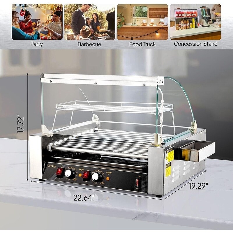 Electric Stainless Steel Hot Dog Grill Cooker Machine
