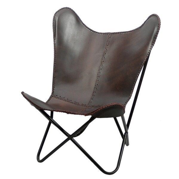 Carbon Loft Larkin Brown Leather Butterfly Chair