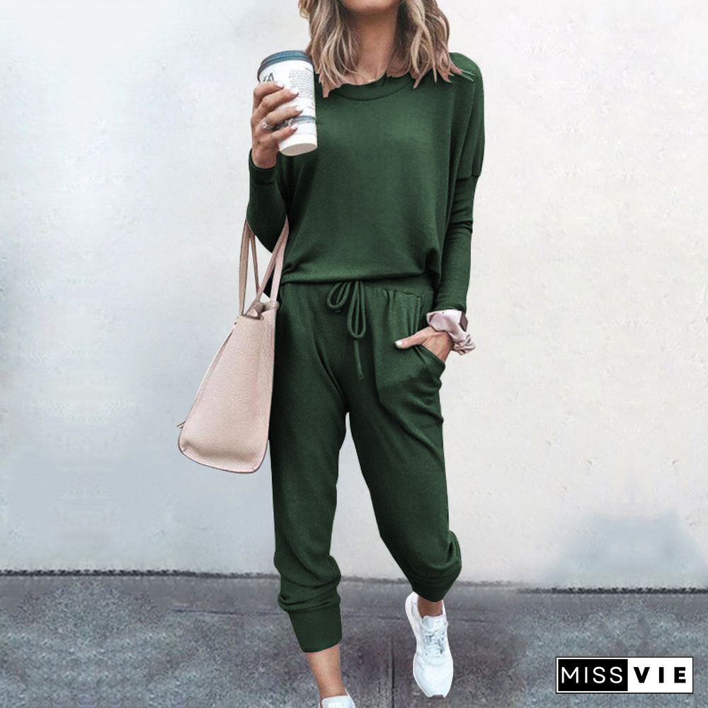 Casual Two-Piece Suits Fashion Outfits Long Sleeve Sweatshirts Pullovers Pants Sportswear For Women