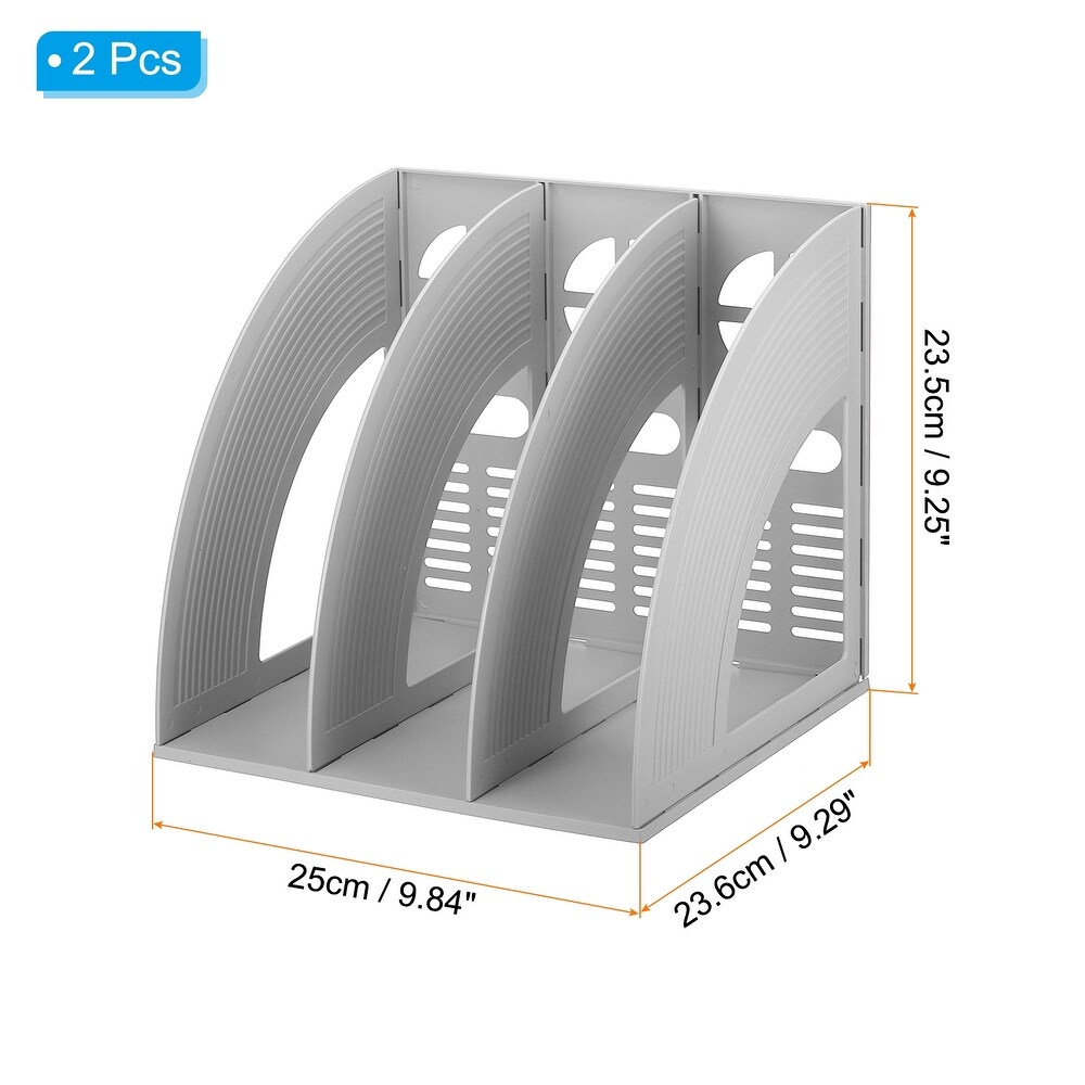 Magazine File Holder  2Pcs Plastic Vertical 3 Compartment Storage Rack   3 Compartment