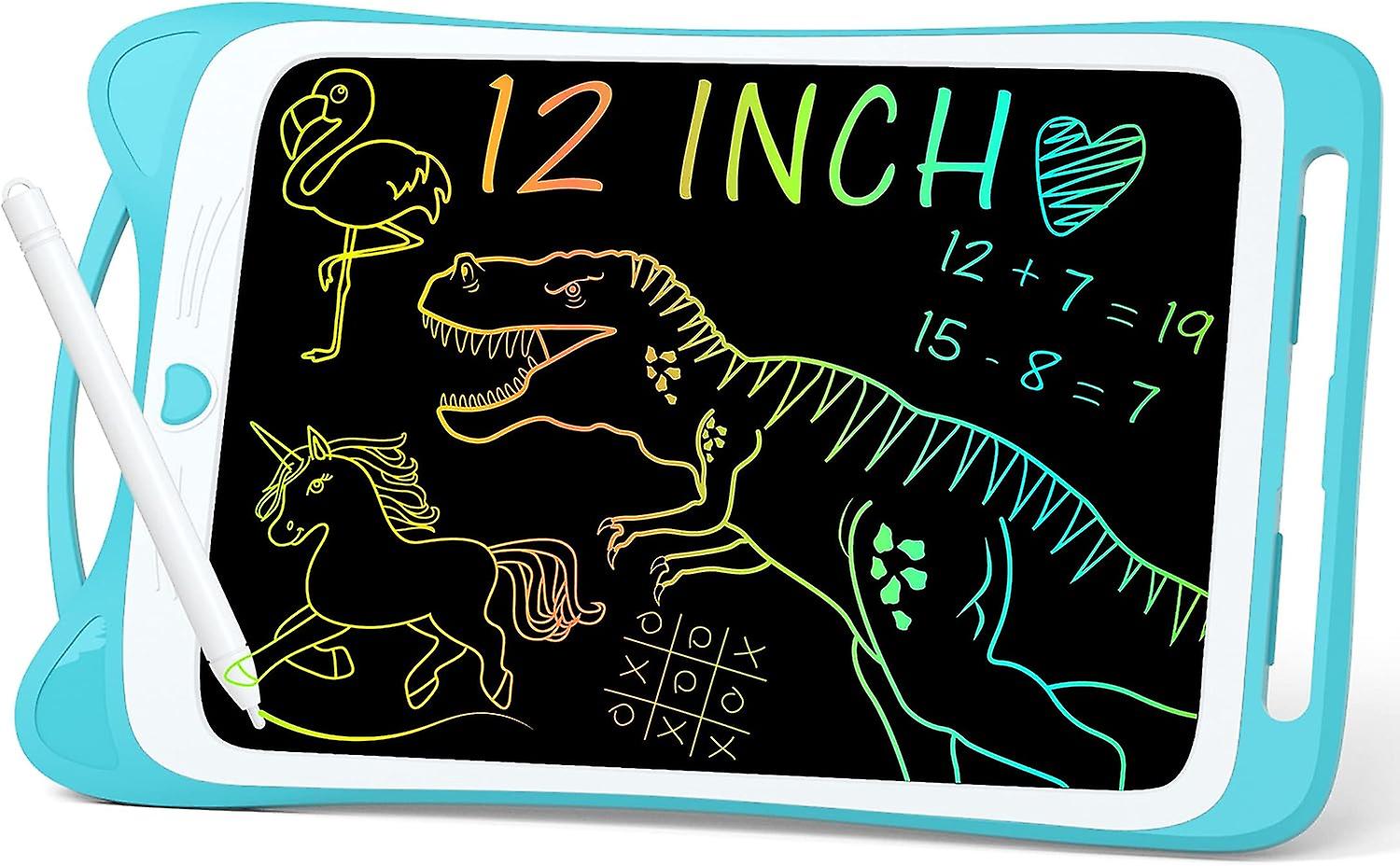Kids Drawing Pad Doodle Board 12'' Colorful Toddler Scribbler Board Erasable Lcd Writing Tablet Light Drawing Board Educational Learning Toys Gifts Fo