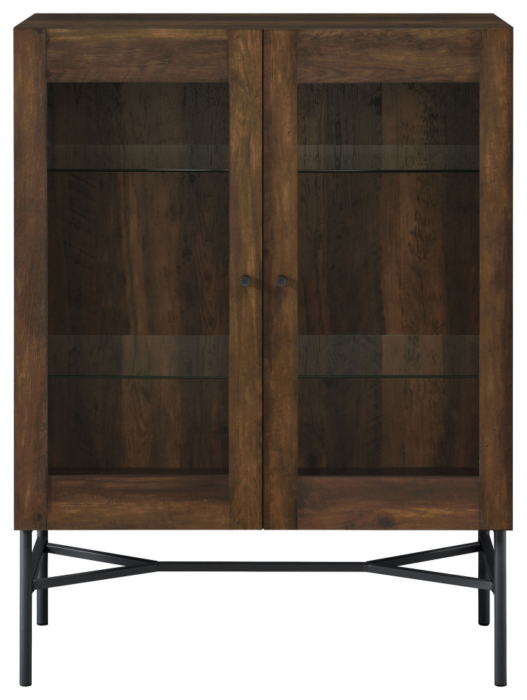 Bonilla 2 door Accent Cabinet With Glass Shelves Accent Cabinet Brown   Modern   Accent Chests And Cabinets   by Modon  Houzz