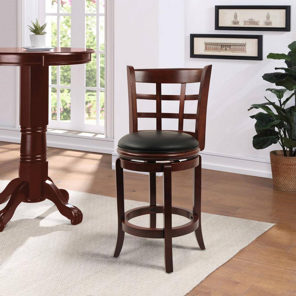 Boraam Kyoto 24 in. Cherry Swivel Cushioned Bar Stool 41224