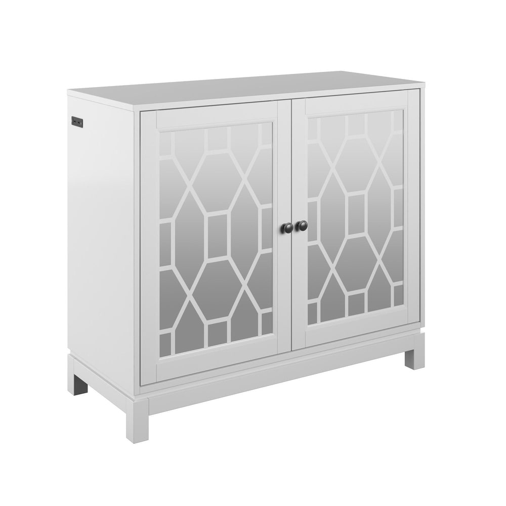 Accent Cabinet with USB Charging Ports and Mirrored Doors