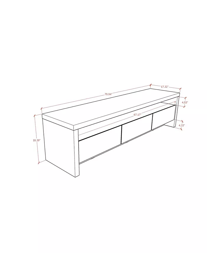 Manhattan Comfort Sylvan 70.94 Medium Density Fibreboard 1-Shelf 3-Drawer TV Stand