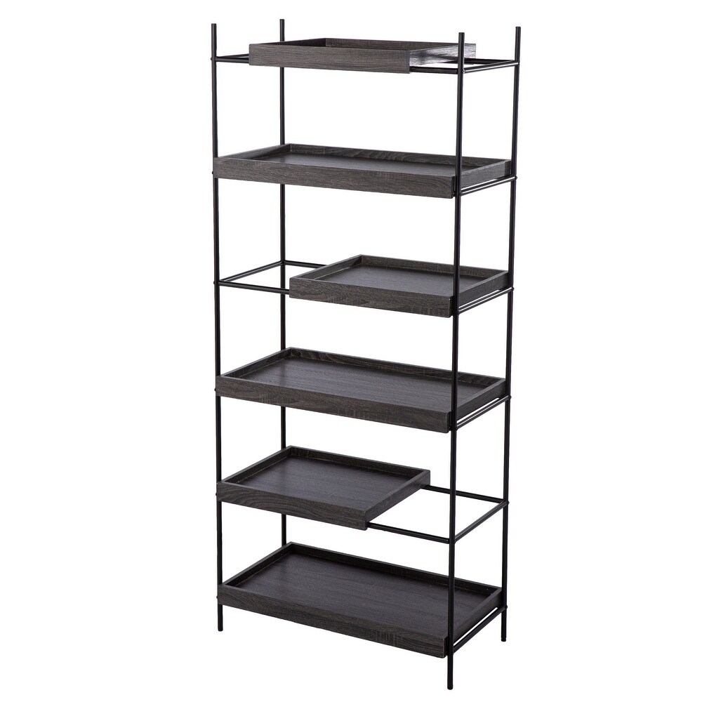 SEI Furniture Demille Contemporary Black Wood Etagere