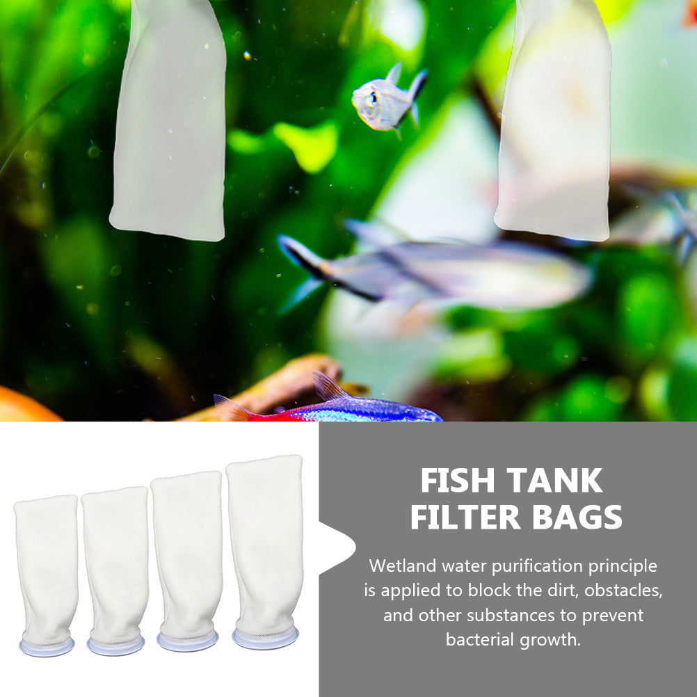 NUOLUX 4pcs Replaceable Cotton Filter Bag Fish Tank Filter Sock Replacement Filter Pouch for Aquarium