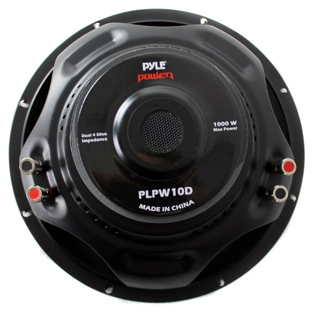 Pyle Plpw10d 10 Inch 1000 Watts Maximum Car Audio Power Dual Voice Coil 4 Ohm Impedance Subwoofer Sound Speaker System Unit Black