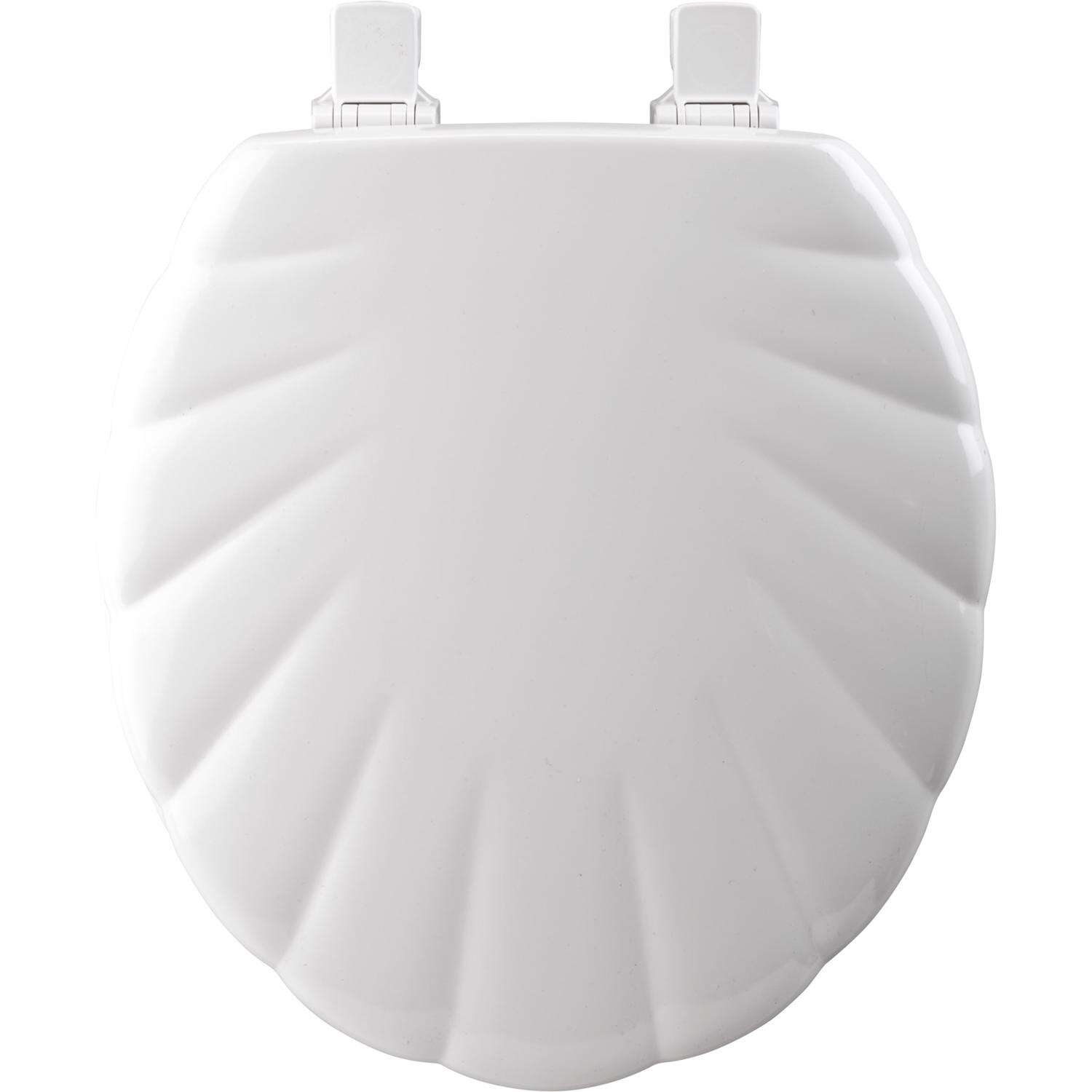 Mayfair by Bemis Shell Round White Enameled Wood Toilet Seat