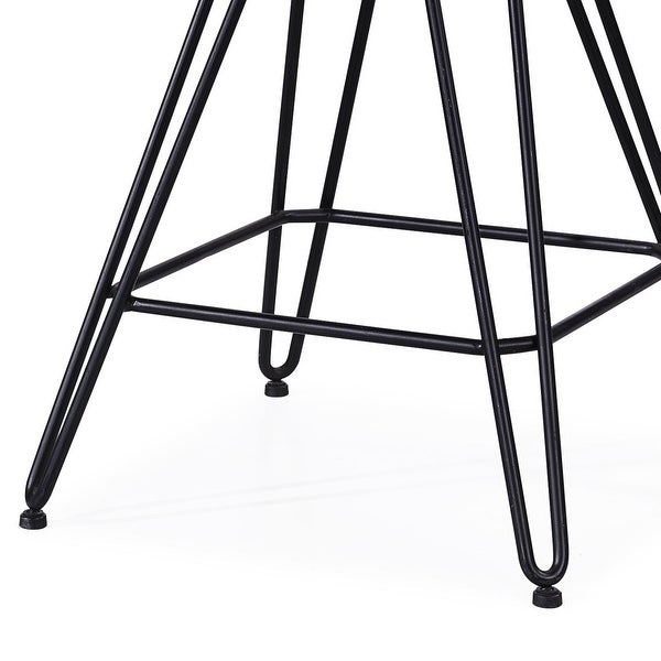 Leather Counter Height Stool with Metal Hairpin Legs， Set of 2， Taupe Brown and Black - 37 H x 18 W x 21 L Inches