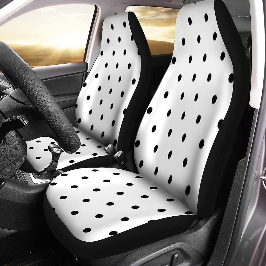 Set Of 2 Car Seat Covers Blue Pattern Polka Dot Colorful Abstract Black Circle Color Universal Auto Front Seats Protector Fits